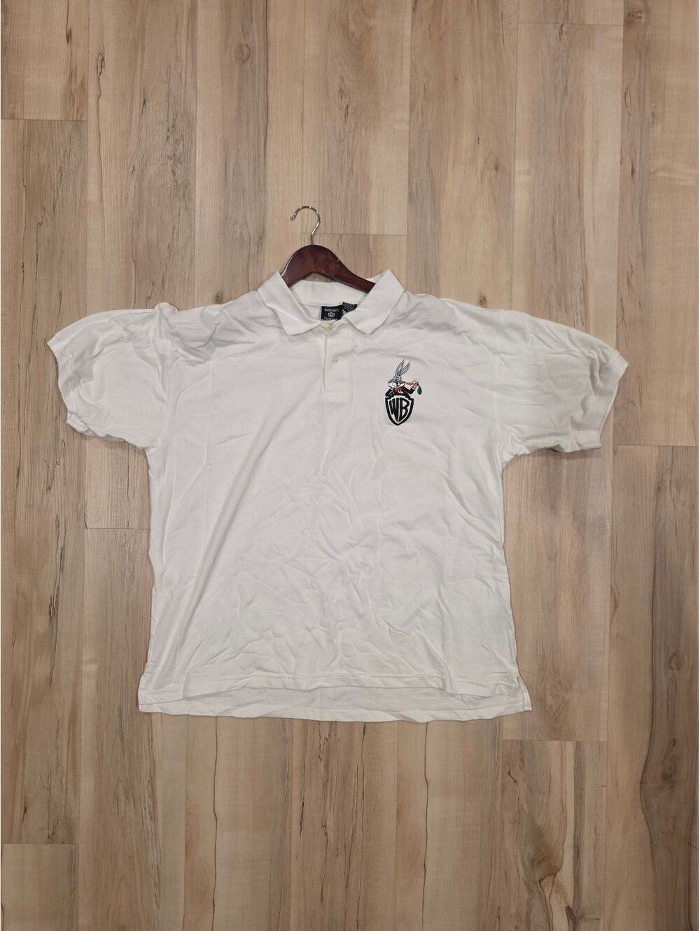 Vintage Warner Bros. Studio Store Bugs Bunny White Polo Shirt XXL